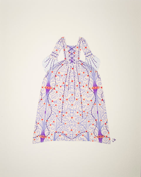 Dress #006: Robe à la française in periwinkle and pale purple. 2014
