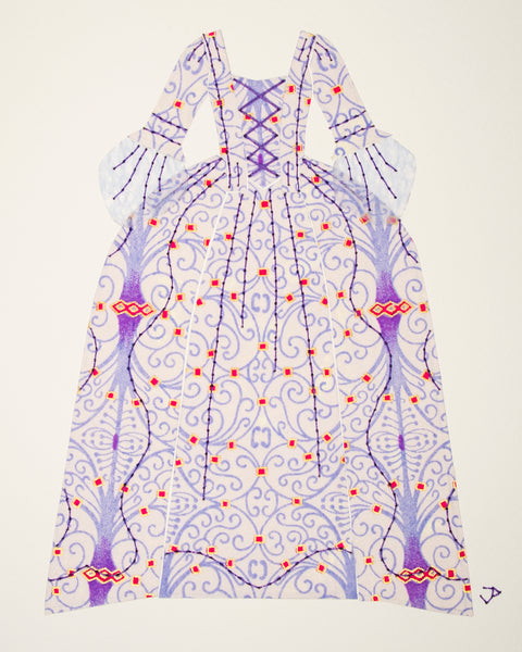 Dress #006: Robe à la française in periwinkle and pale purple. 2014
