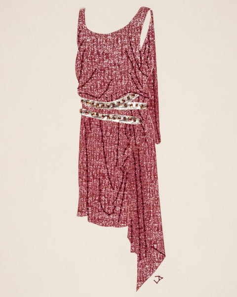 Dress #079.3: 1920s dress in wine and silver