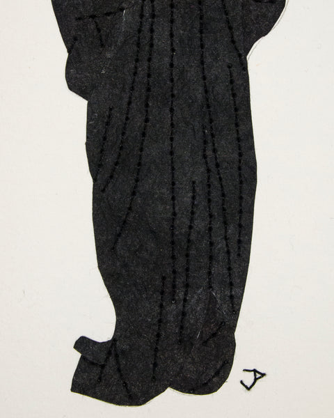 Dress #081: Edwardian dress in black with brown belt. 2019
