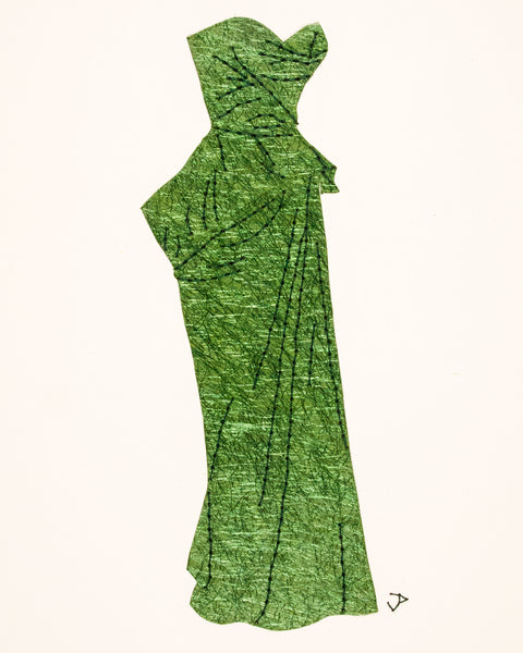 Dress #090: 1950s dress in shimmering green