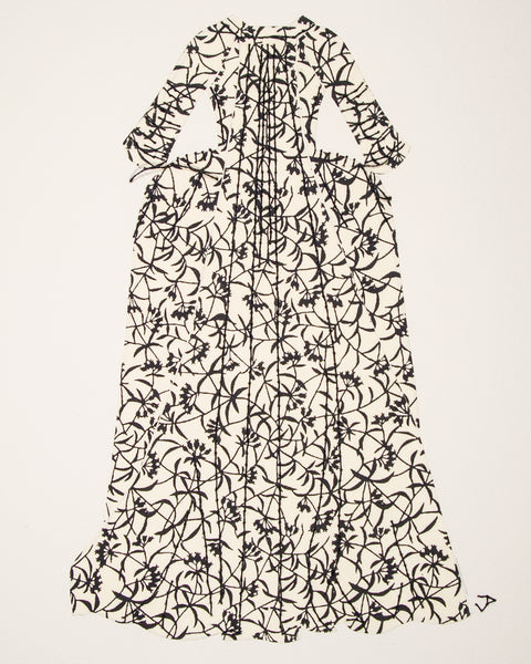 Dress #013: Robe à la française in black and white: back view. 2014