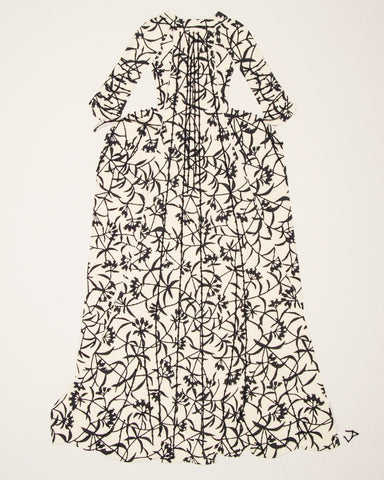 Dress #013: Robe à la française in black and white: back view. 2014