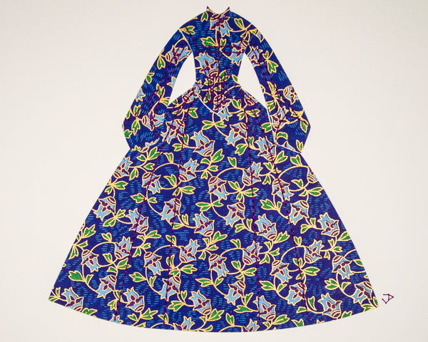 Dress #015: Victorian dress in blue flowers. 2014