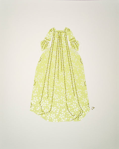 Dress #032: Robe à la française in pale green flowers