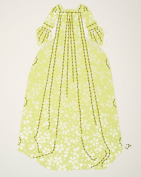 Dress #032: Robe à la française in pale green flowers