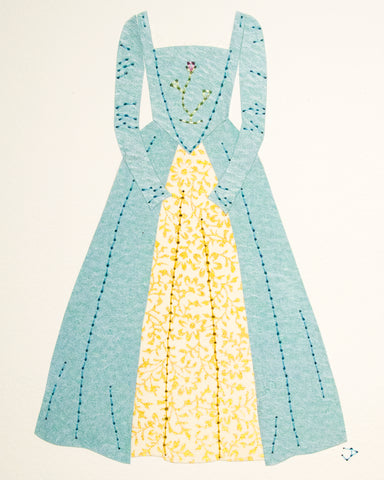 Dress #047: Anne Boleyn costume in blue and gold. 2016