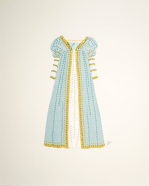 Dress #048: Lucrezia Borgia costume in blue, white, and gold. 2016