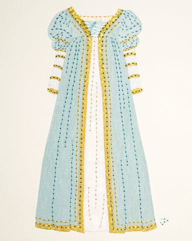 Dress #048: Lucrezia Borgia costume in blue, white, and gold. 2016
