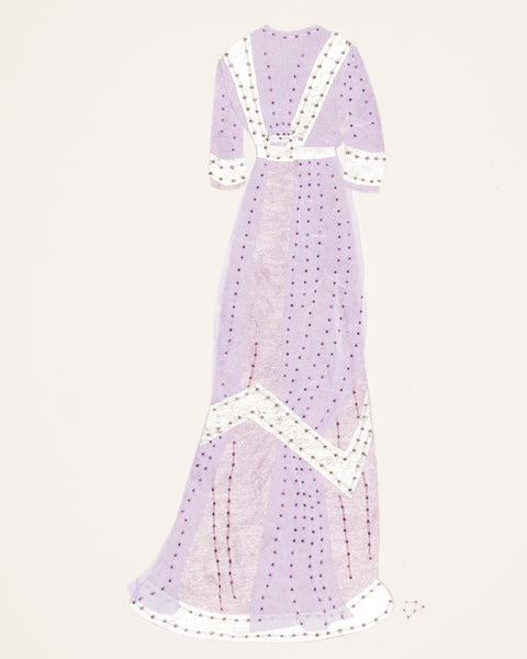 Dress #050.3: Edwardian evening gown in lilac and silver