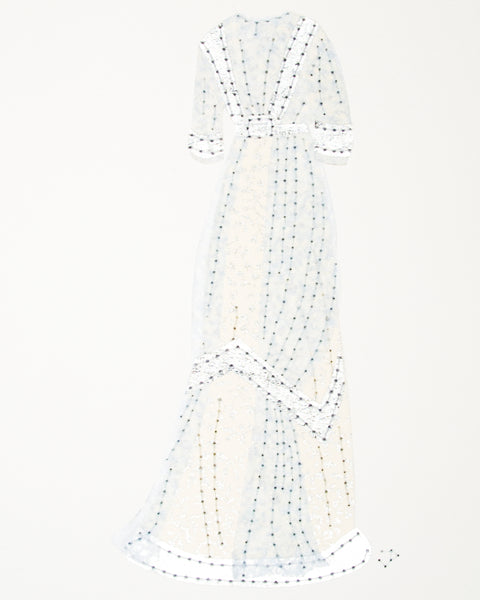 Dress #050: Edwardian evening gown in silver and white. 2018