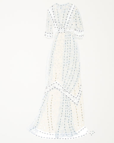 Dress #050: Edwardian evening gown in silver and white. 2018