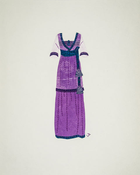 Dress #052.2: Edwardian dress in purple and blue. 2017