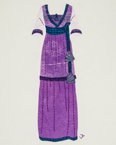 Dress #052.2: Edwardian dress in purple and blue. 2017