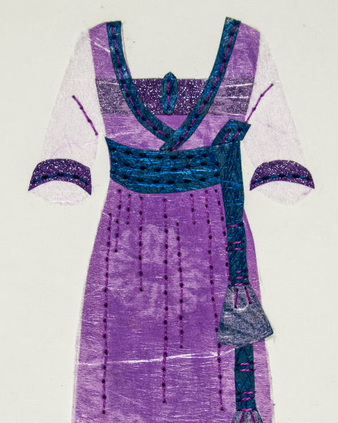 Dress #052.2: Edwardian dress in purple and blue. 2017