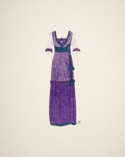 Dress #052.3: Edwardian dress in purple and blue. 2019
