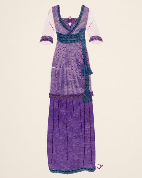 Dress #052.3: Edwardian dress in purple and blue. 2019