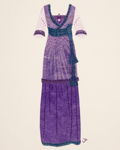 Dress #052.3: Edwardian dress in purple and blue. 2019