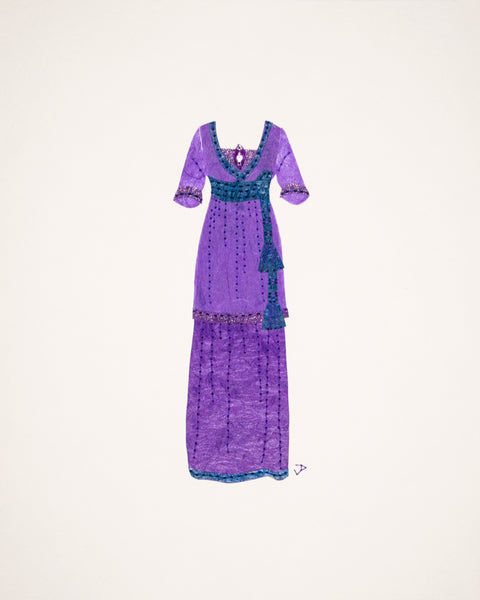Dress #052.4: Edwardian dress in purple and blue