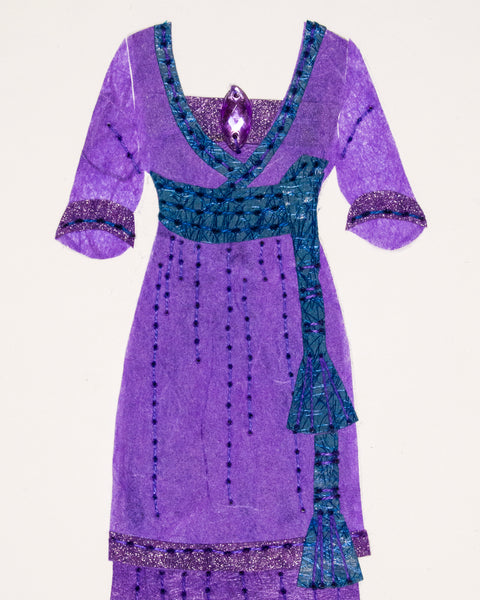 Dress #052.4: Edwardian dress in purple and blue