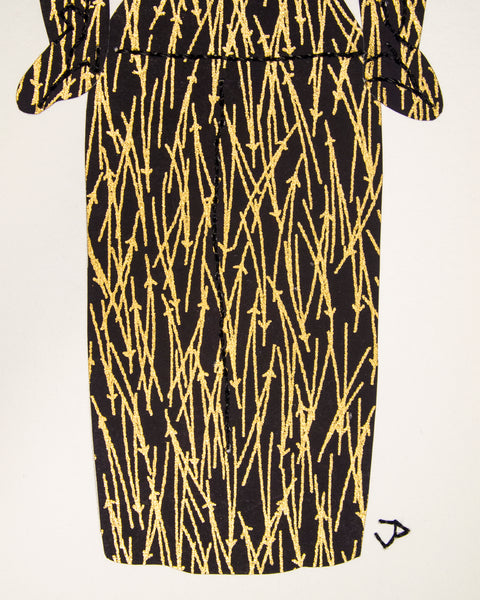 Dress #056: 1940s cocktail dress in black and gold