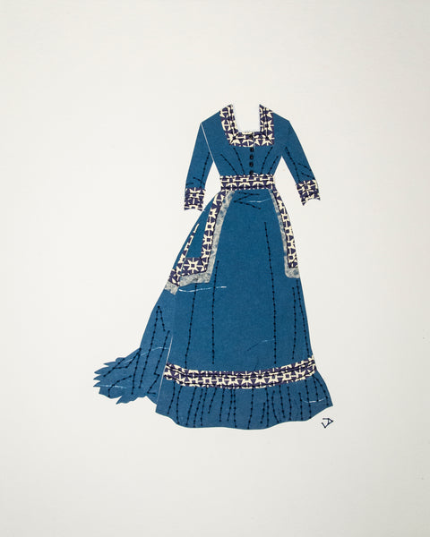 Dress #059: Victorian dress in blue and cream
