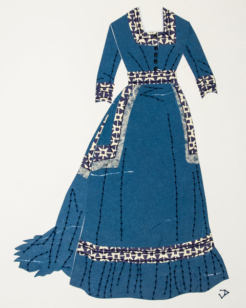 Dress #059: Victorian dress in blue and cream