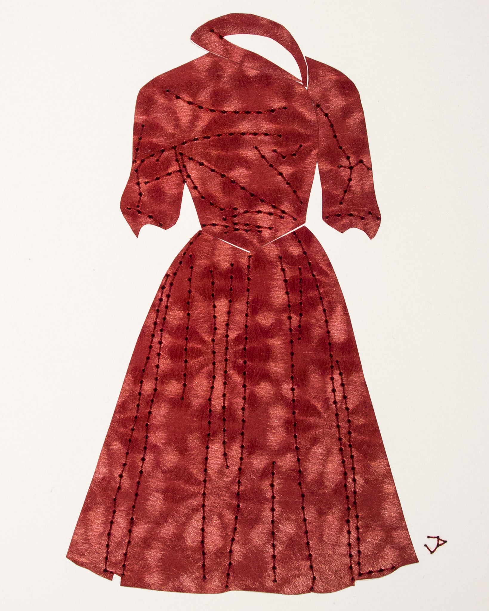Dress #062: 1950s cocktail dress in wine. 2016