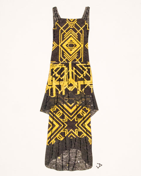Dress #071.6: 1920s dress in black and gold