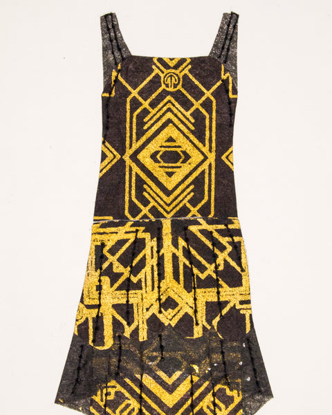 Dress #071.6: 1920s dress in black and gold