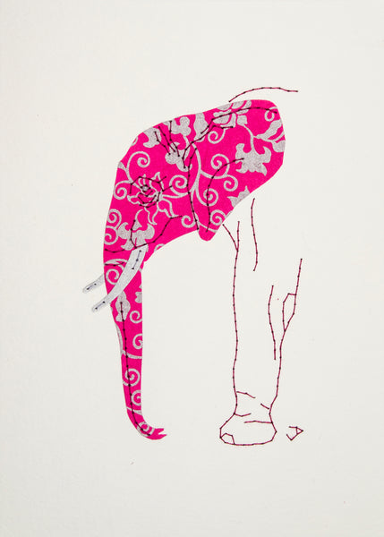 Elephant in Silver & Magenta