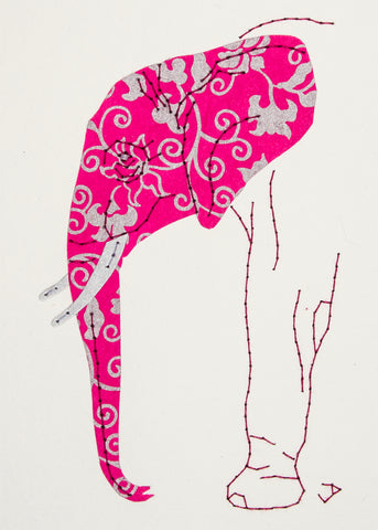 Elephant in Silver & Magenta