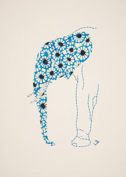 Elephant in Blue, Black & Silver