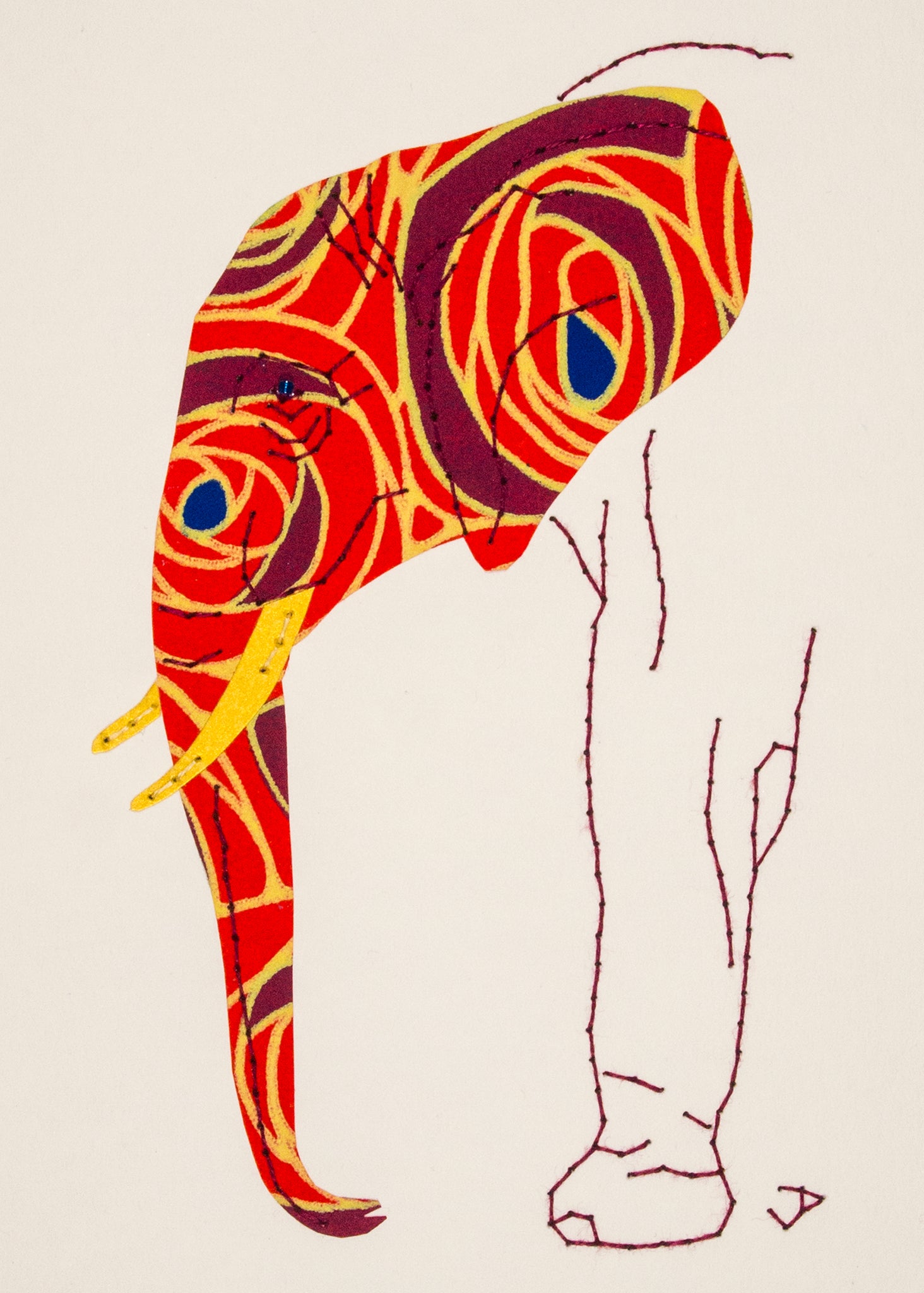 Elephant in Red Roses