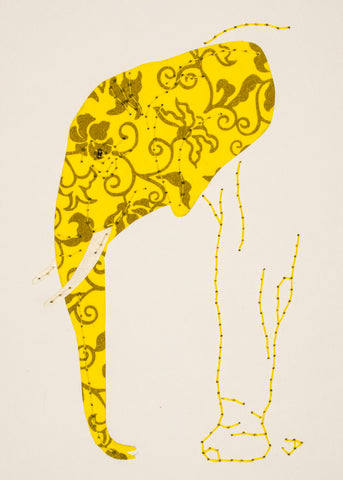 Elephant in Bronze on Yellow