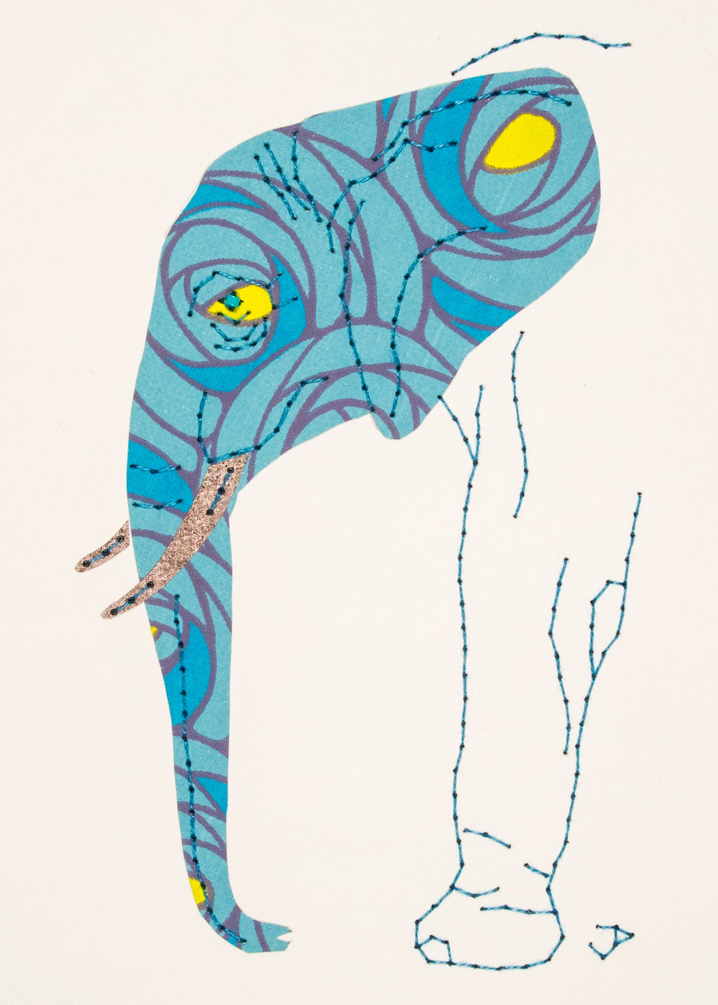 Elephant in Blue Roses
