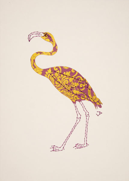 Flamingo in Mauve & Gold