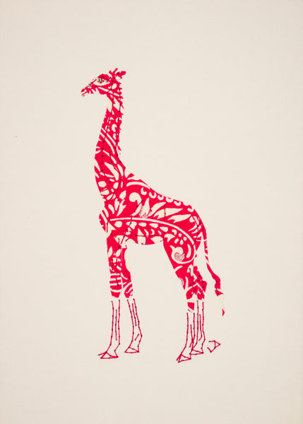 Giraffe in Pink & White Filigree
