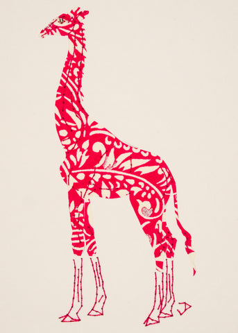 Giraffe in Pink & White Filigree
