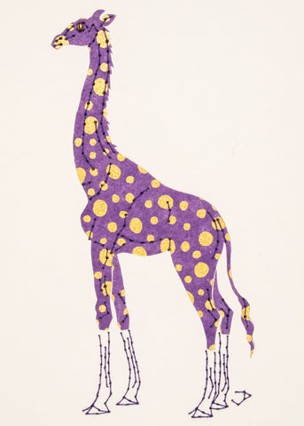 Giraffe in Purple with Gold Dots