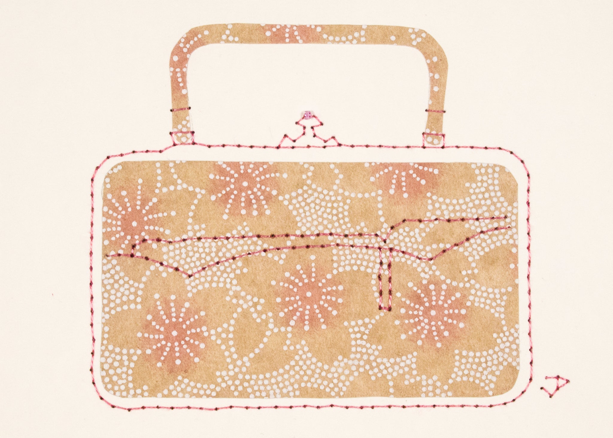Victorian Handbag in Buff & Pink