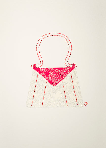 Handbag in White, Pink & Silver