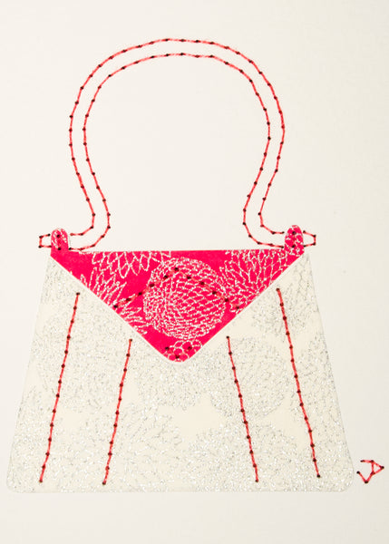 Handbag in White, Pink & Silver