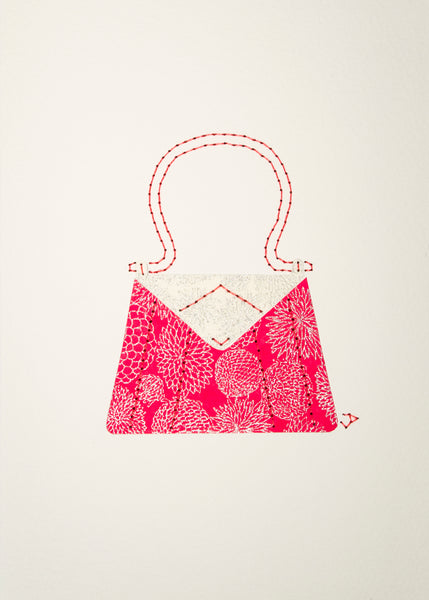 Handbag in Pink, White & Silver