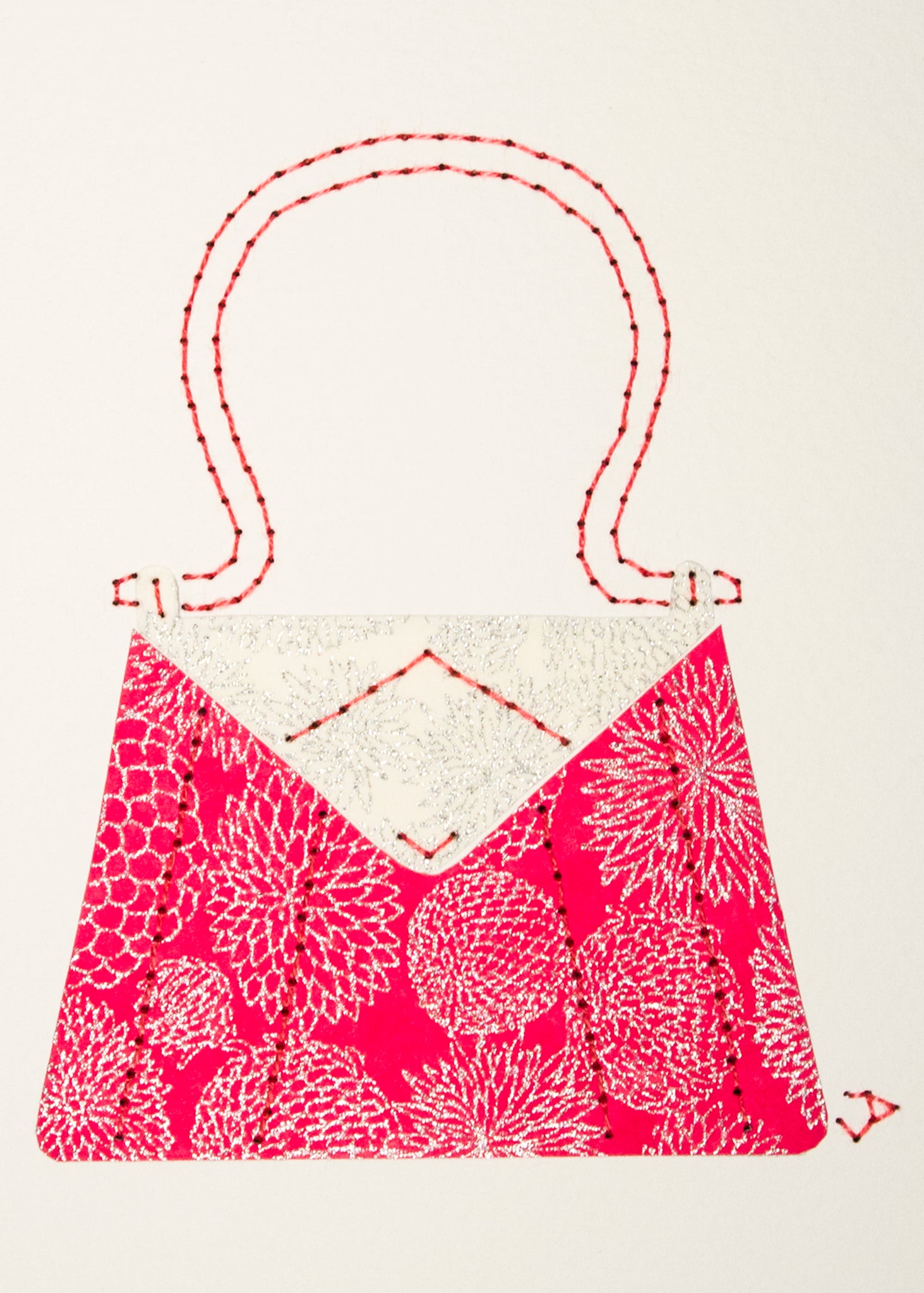 Handbag in Pink, White & Silver