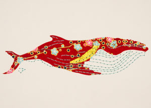 Humpback Whale in Red, Turquoise & Gold