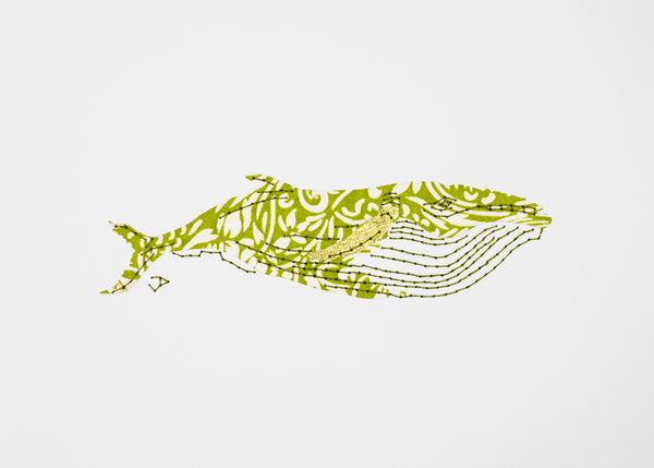 Humpback Whale in Lime Green Filigree