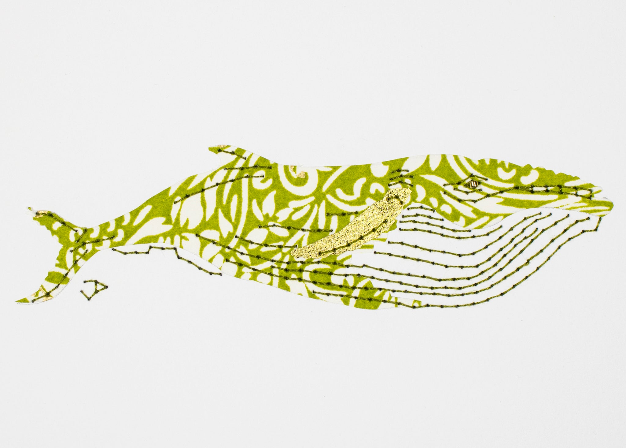 Humpback Whale in Lime Green Filigree