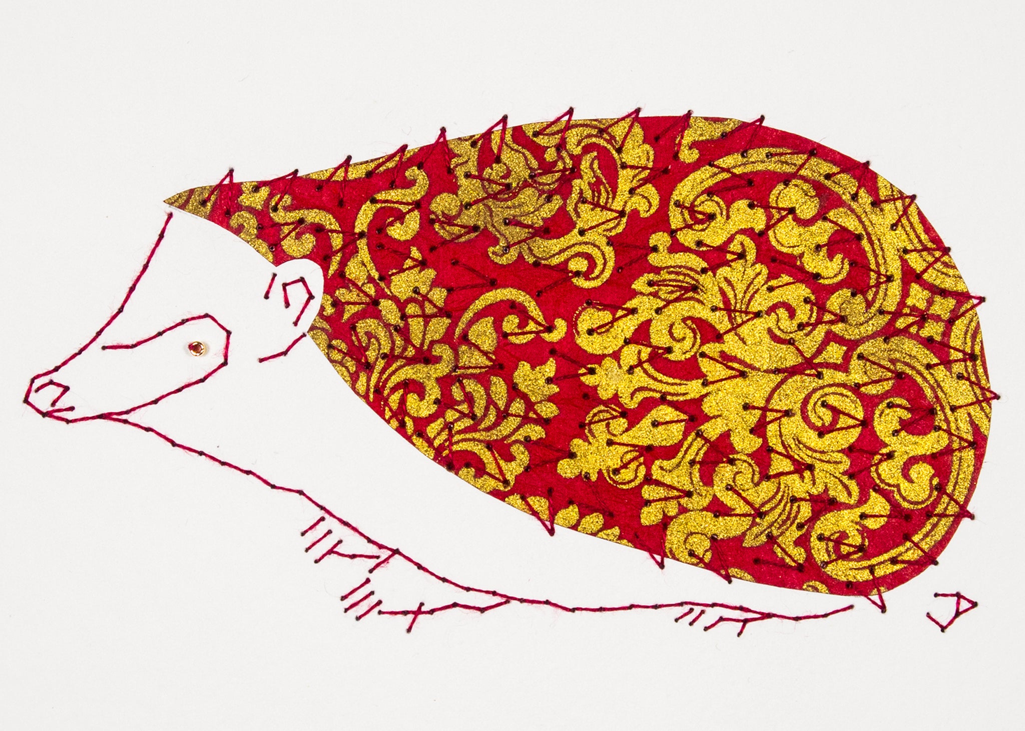Hedgehog in Gold and Dark Red