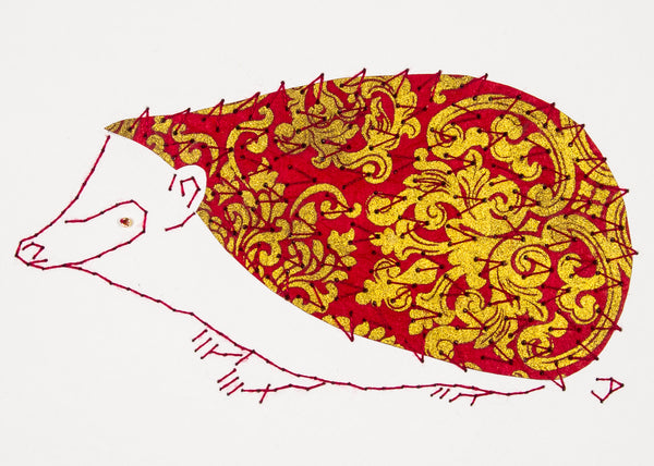 Hedgehog in Gold and Dark Red